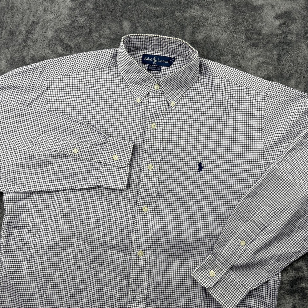 VTG Ralph‎ Lauren Button Down Shirt Mens 15.5 33 Purple Yarmouth Gingham Cotton